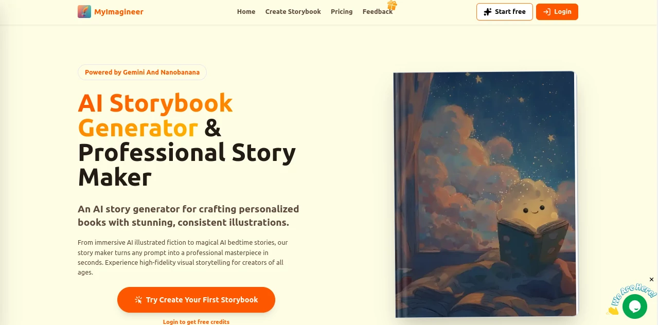 Screenshot of MyImagineer – An AI tool in the ,AI Illustration Generator ,AI Education Assistant ,AI Story Writing ,AI Text to Image  category, showcasing its interface and key features.