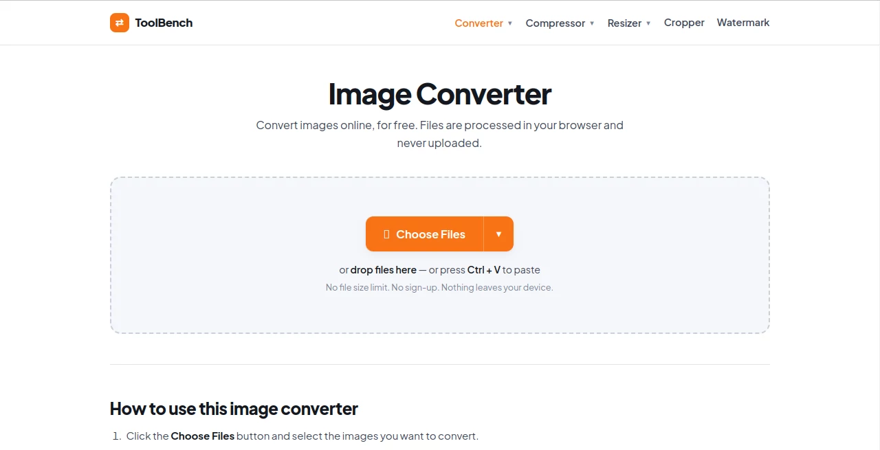 Screenshot of Toolsbench – An AI tool in the ,Photo & Image Editor ,Other  category, showcasing its interface and key features.