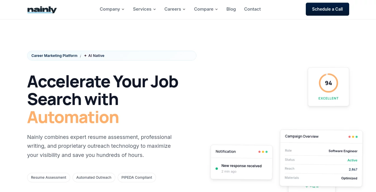 Screenshot of Nainly – An AI tool in the ,AI Cover Letter Generator ,AI Recruiting ,AI Resume Builder  category, showcasing its interface and key features.