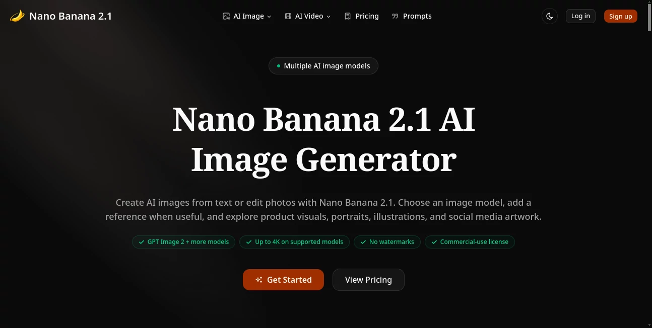 Screenshot of Nano Banana 2.1 AI Image – An AI tool in the ,Image  category, showcasing its interface and key features.