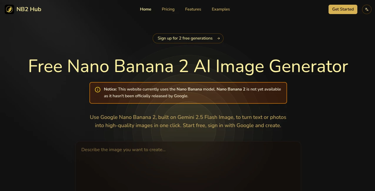 Screenshot of NB2 Hub – An AI tool in the ,AI Photo & Image Generator ,Photo & Image Editor ,AI Image to Image ,AI Text to Image  category, showcasing its interface and key features.