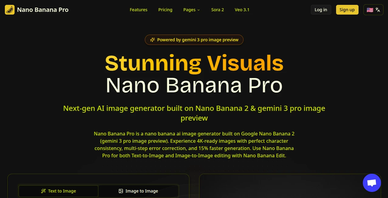 Screenshot of Nano Banana Pro – An AI tool in the ,AI Text to Image ,AI Photo & Image Generator ,AI Image to Image ,AI Art Generator  category, showcasing its interface and key features.