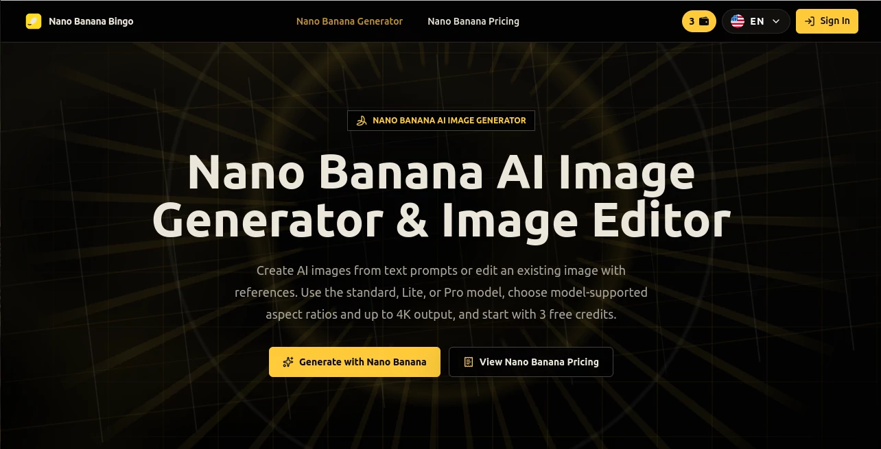 Screenshot of Nano Banana Bingo – An AI tool in the ,AI Photo & Image Generator ,AI Photography ,AI Image to Image ,AI Text to Image  category, showcasing its interface and key features.