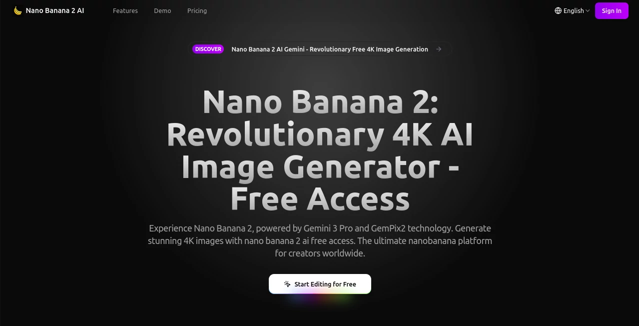 Screenshot of Nano Banana 2 AI – An AI tool in the ,AI Text to Image ,AI Photo & Image Generator ,AI Art Generator ,AI Design Generator  category, showcasing its interface and key features.