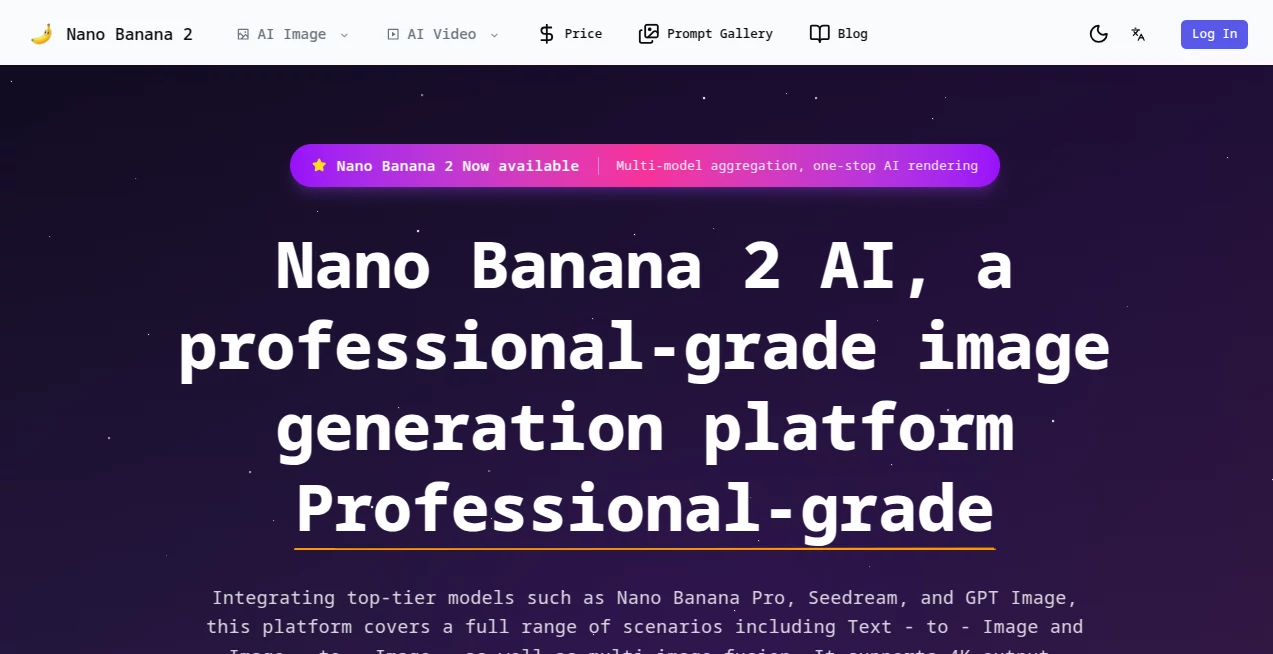 Screenshot of Nano Banana 2 – An AI tool in the ,AI Photo & Image Generator ,AI Art Generator ,AI Image to Image ,AI Text to Image  category, showcasing its interface and key features.
