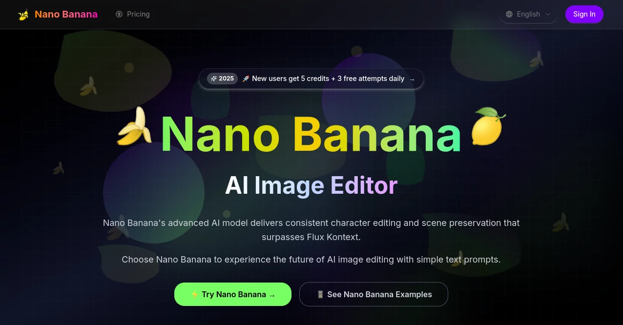Screenshot of Nano Banana Free – An AI tool in the ,AI Photo & Image Generator ,AI Background Generator ,AI Photo Enhancer  category, showcasing its interface and key features.