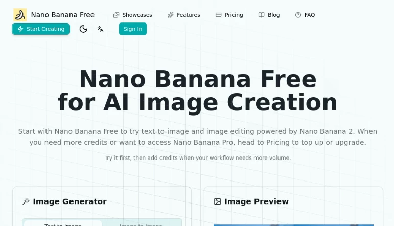 Screenshot of Nano Banana Free – An AI tool in the ,AI Photo & Image Generator ,AI Art Generator ,AI Image to Image  category, showcasing its interface and key features.