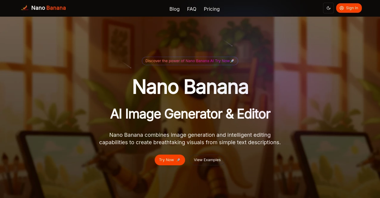 Screenshot of Nano Banana – An AI tool in the ,AI Photo & Image Generator  category, showcasing its interface and key features.