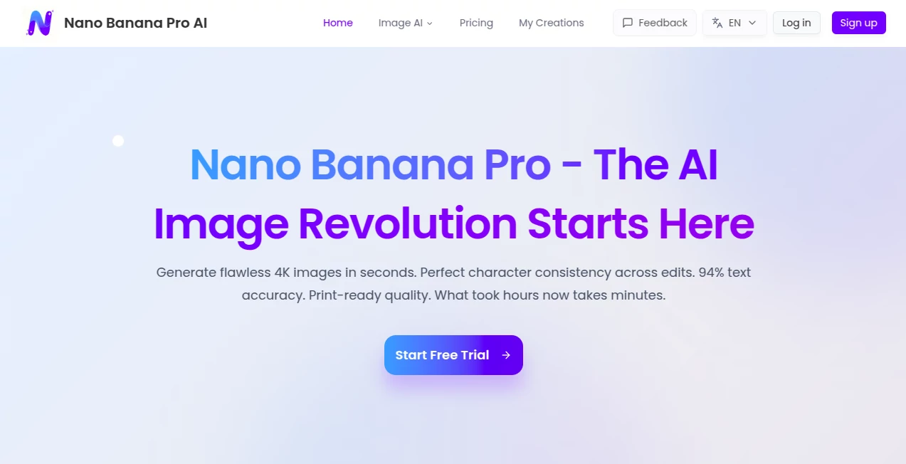 Screenshot of Nano Banana Pro AI – An AI tool in the ,AI Photo & Image Generator ,AI Art Generator ,AI Design Generator ,AI Text to Image  category, showcasing its interface and key features.