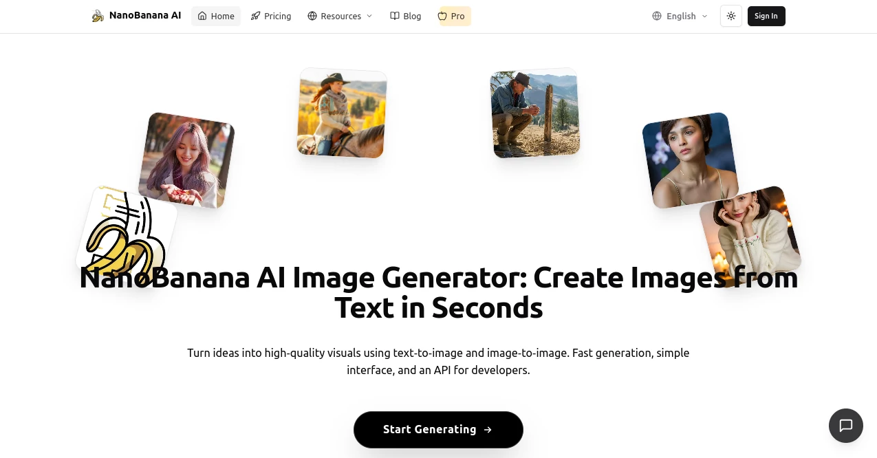 Screenshot of NanoBanana AI – An AI tool in the ,AI Photo & Image Generator ,AI Illustration Generator ,AI Design Generator ,AI Text to Image  category, showcasing its interface and key features.