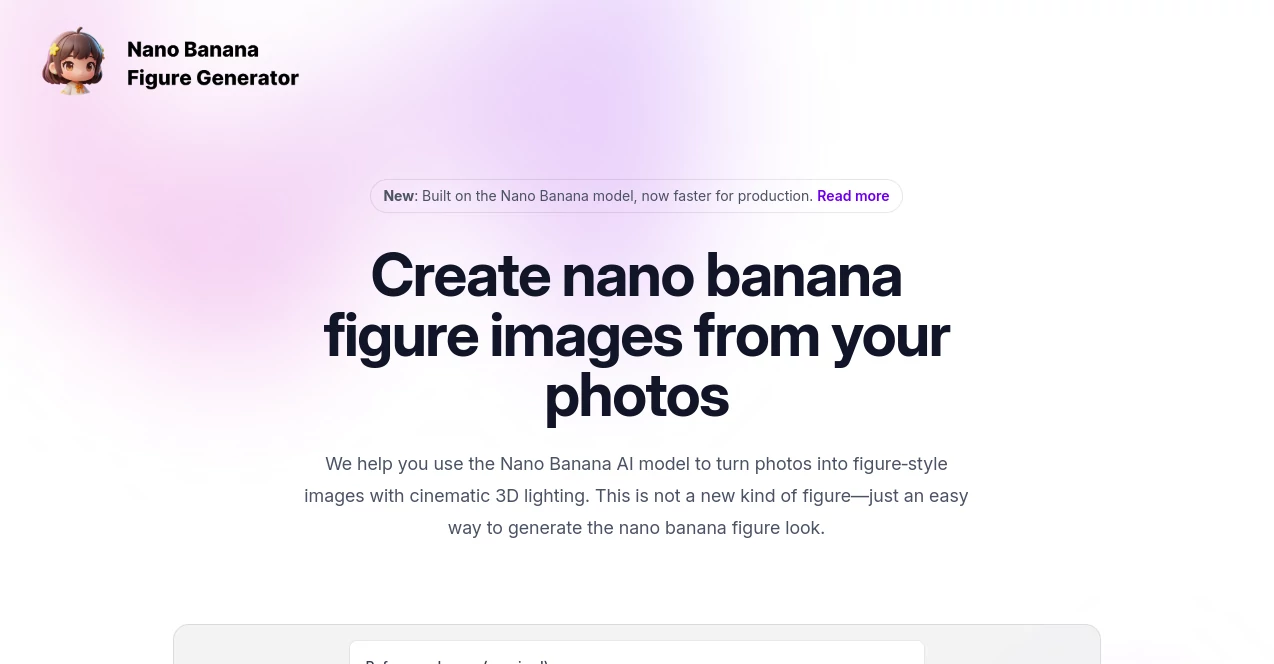 Screenshot of Nano Figure – An AI tool in the ,AI Photo & Image Generator  category, showcasing its interface and key features.