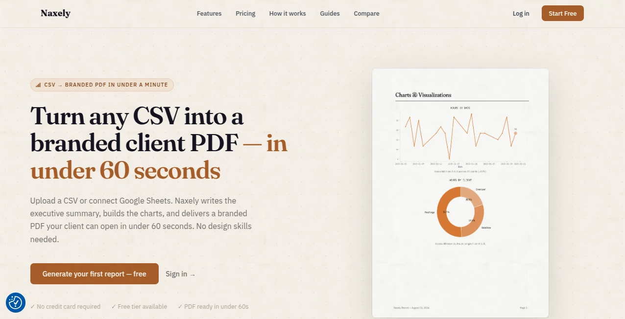 Screenshot of Naxely – An AI tool in the ,AI Report Writing ,AI Business Ideas Generator ,AI Analytics Assistant ,AI Spreadsheet  category, showcasing its interface and key features.