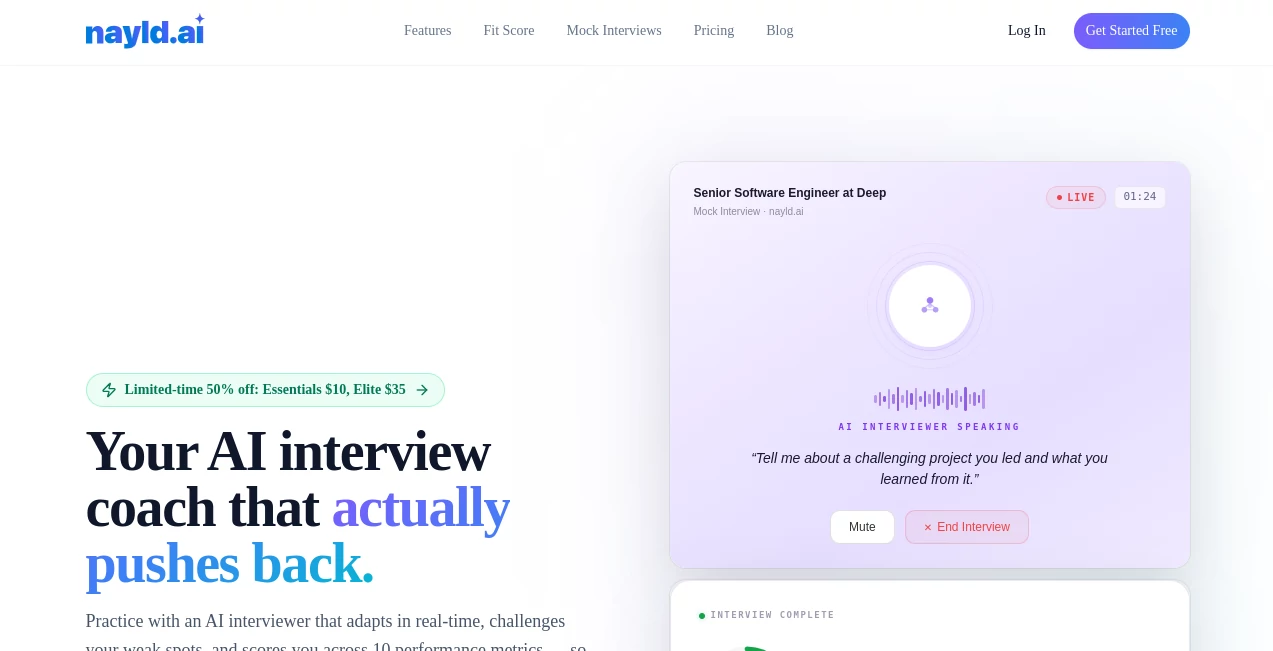 Screenshot of Nayld – An AI tool in the ,AI Interview Assistant ,AI Coaching ,AI Education Assistant ,Other  category, showcasing its interface and key features.