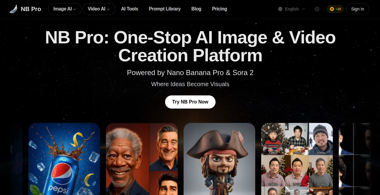 Screenshot of NB Pro – An AI tool in the ,AI Animated Video ,AI Image to Video ,AI Video Generator ,AI Text to Video  category, showcasing its interface and key features.