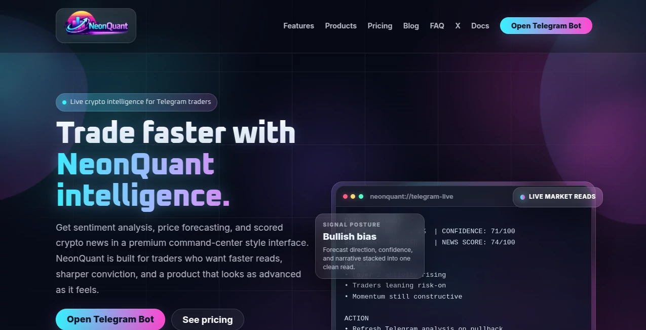 Screenshot of NeonQuant – An AI tool in the ,AI Investing Assistant ,AI Research Tool ,AI Analytics Assistant ,AI Trading Bot Assistant  category, showcasing its interface and key features.