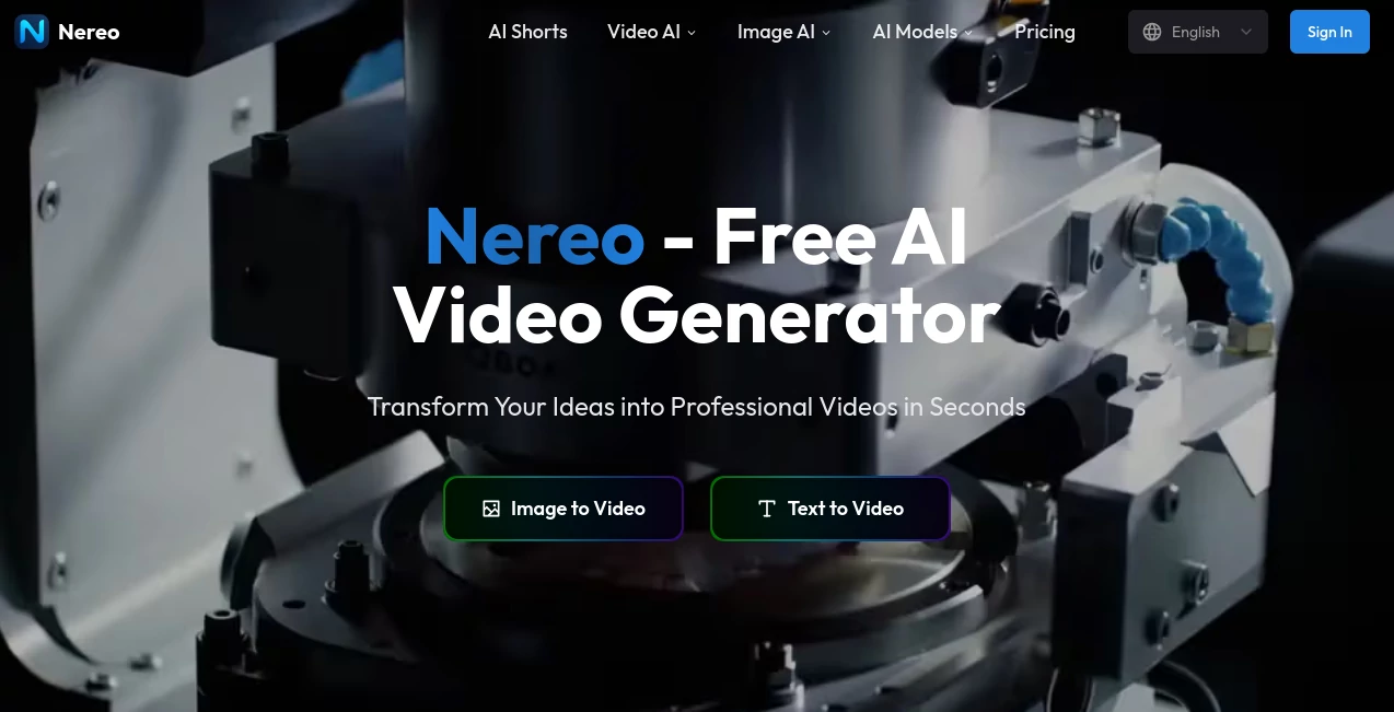 Screenshot of Nereo – An AI tool in the ,AI Anime & Cartoon Generator ,AI Image to Video ,AI Text to Video ,AI Video Generator  category, showcasing its interface and key features.