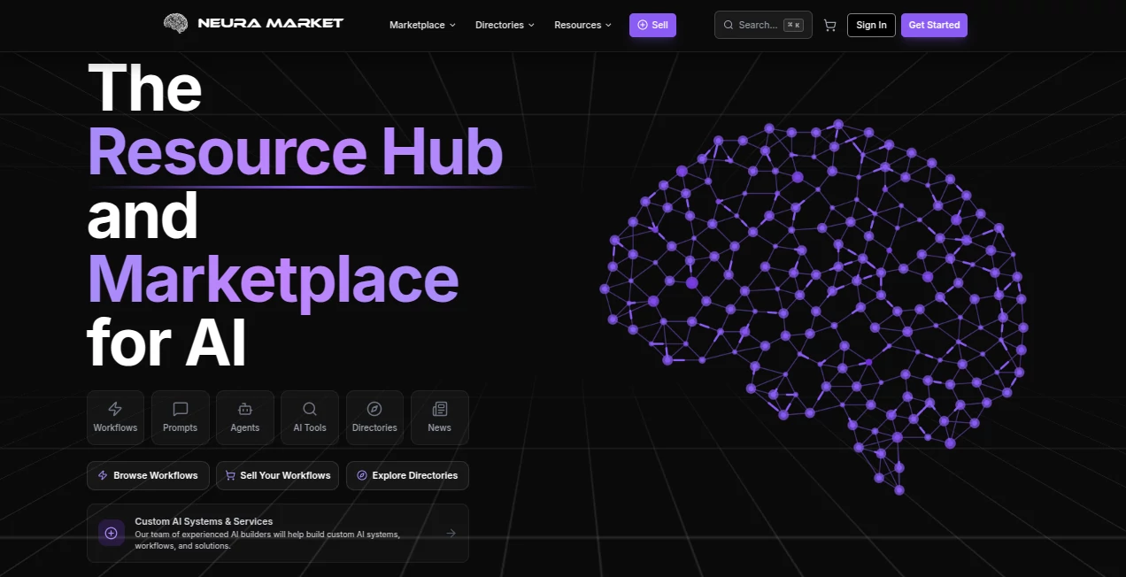 Screenshot of Neura Market – An AI tool in the ,AI Workflow Management ,AI Productivity Tools ,Prompt ,AI Developer Tools  category, showcasing its interface and key features.