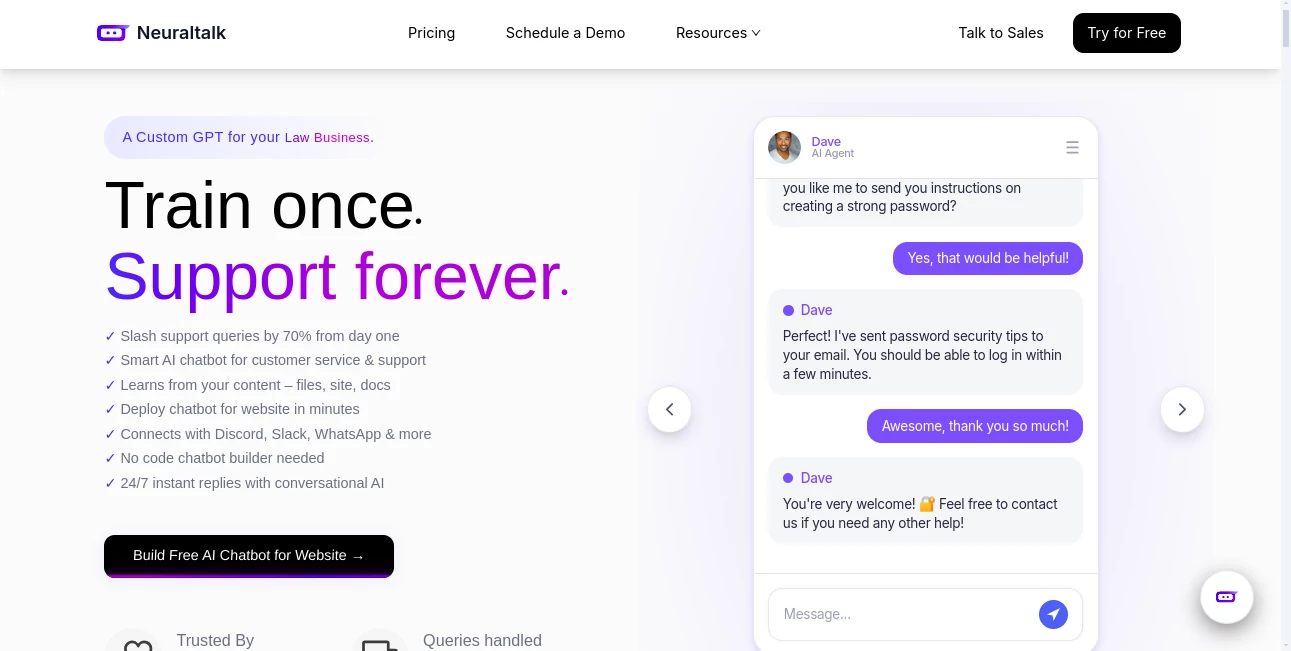 Screenshot of Neuraltalk – An AI tool in the ,AI Response Generator ,AI Chatbot ,AI Customer Service Assistant ,AI Writing Assistants  category, showcasing its interface and key features.