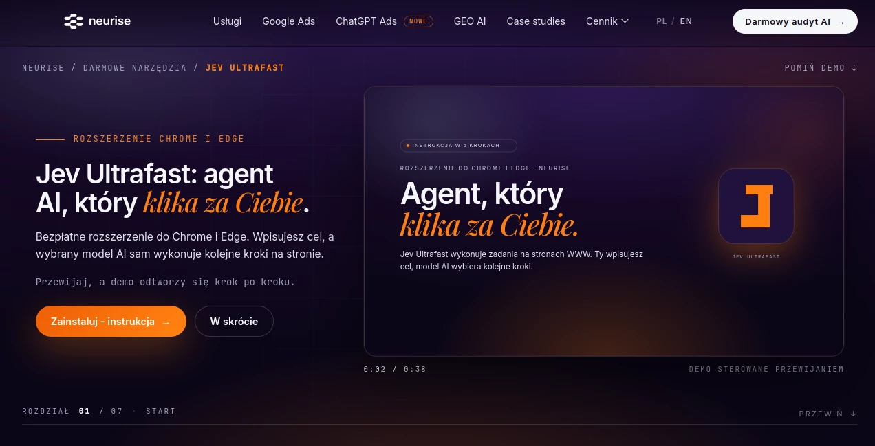 Screenshot of Jev Ultrafast Agent – An AI tool in the ,Code & IT  category, showcasing its interface and key features.