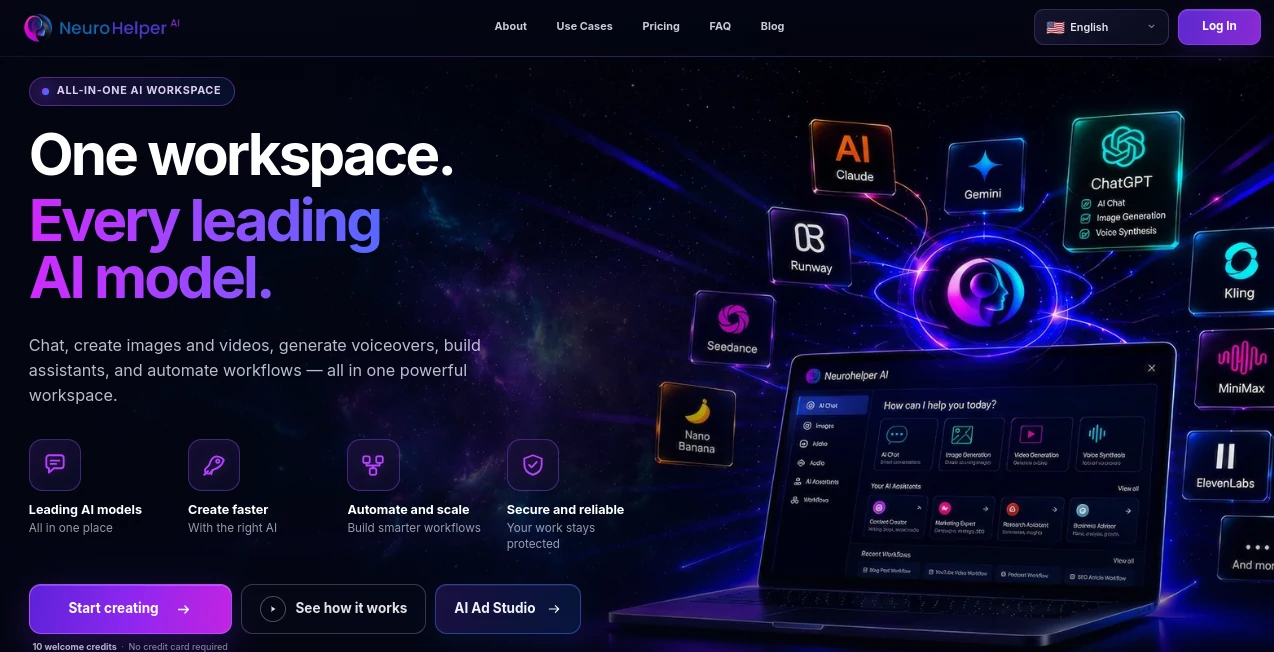 Screenshot of Neurohelper – An AI tool in the ,AI Content Generator ,AI Image to Video ,AI Productivity Tools ,AI Workflow Management  category, showcasing its interface and key features.