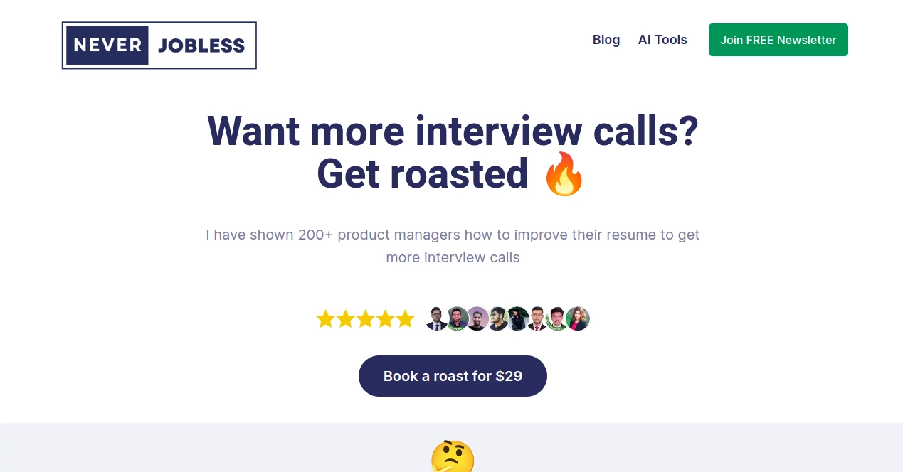 Screenshot of Never Jobless – An AI tool in the ,AI Cover Letter Generator ,AI Interview Assistant ,AI Recruiting ,AI Resume Builder  category, showcasing its interface and key features.