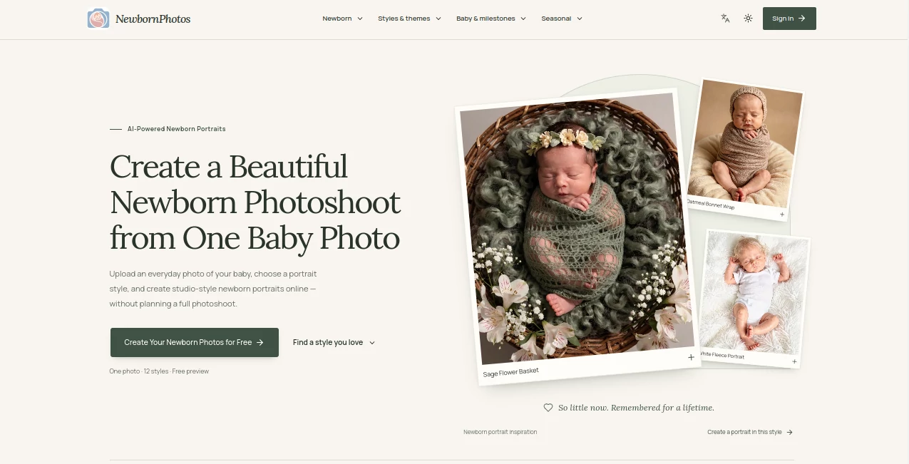 Screenshot of Newborn Photos – An AI tool in the ,Image  category, showcasing its interface and key features.