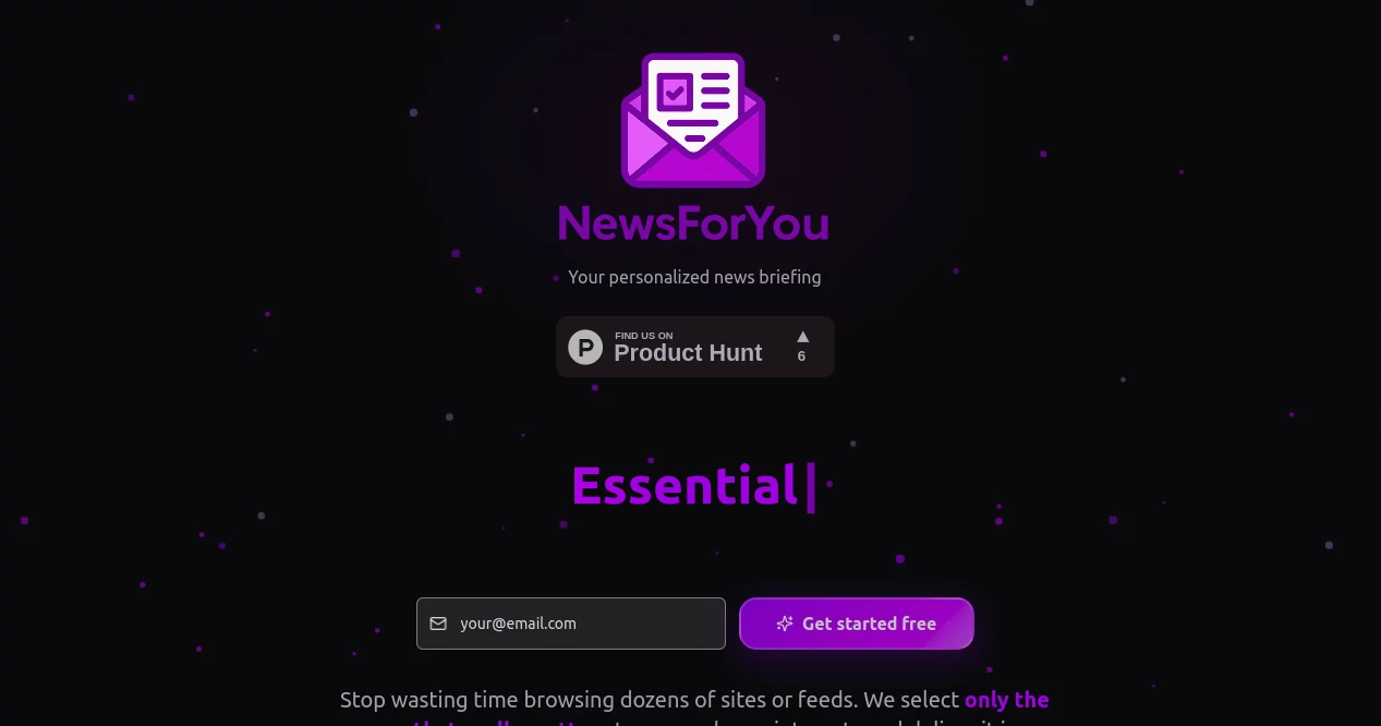 Screenshot of NewsForYou AI – An AI tool in the ,AI Newsletter ,AI Content Generator ,AI Summarizer ,AI Research Tool  category, showcasing its interface and key features.