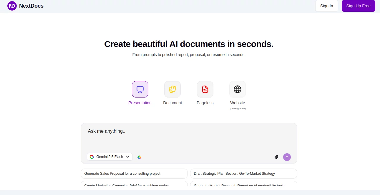 Screenshot of NextDocs – An AI tool in the ,AI Workflow Management ,AI Documents Assistant ,AI Productivity Tools ,AI Knowledge Base  category, showcasing its interface and key features.