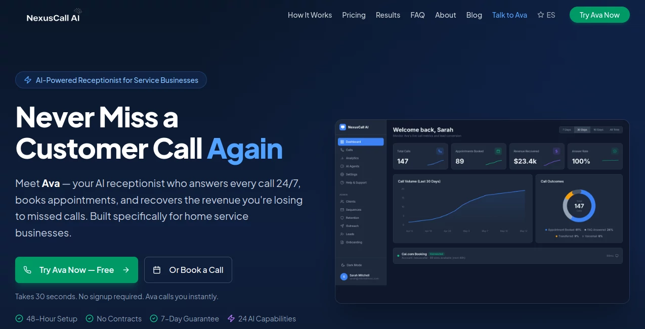 Screenshot of NexusCall AI – An AI tool in the ,AI Voice & Audio Editing ,AI Speech Recognition ,AI Voice Assistants ,AI Customer Service Assistant  category, showcasing its interface and key features.