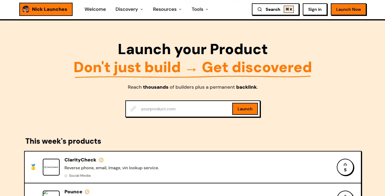 Screenshot of Nick Launches – An AI tool in the ,AI Tools Directory  category, showcasing its interface and key features.