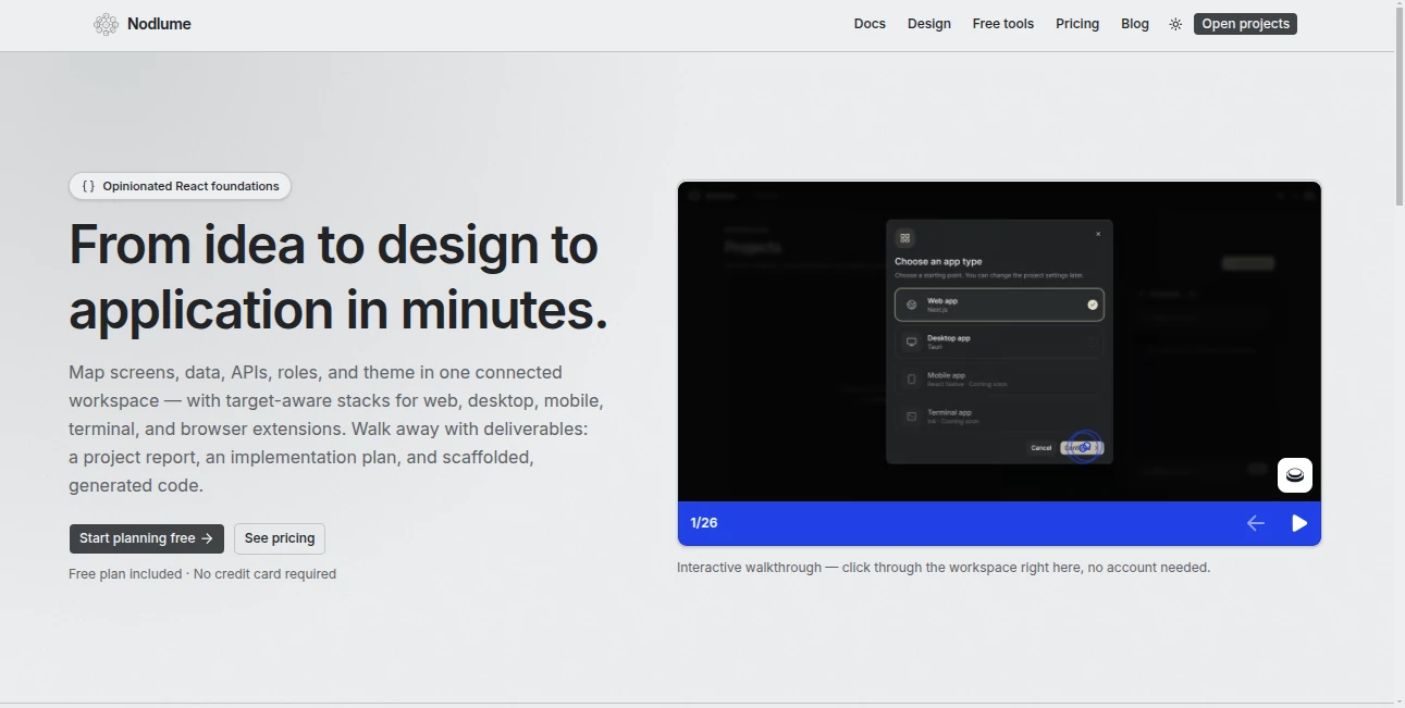 Screenshot of Nodlume – An AI tool in the ,AI Website Builder ,AI No-Code & Low-Code ,AI Code Generator ,AI Developer Tools  category, showcasing its interface and key features.