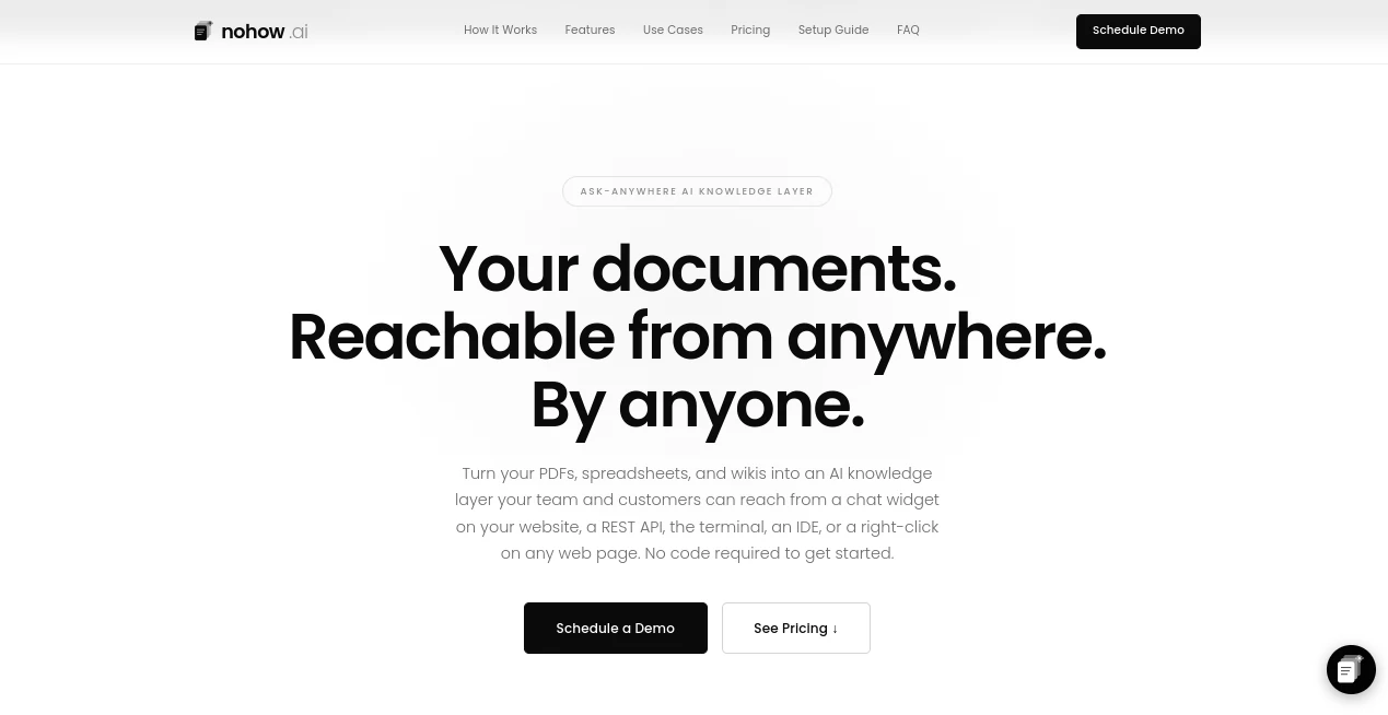 Screenshot of nohow – An AI tool in the ,AI Customer Service Assistant ,AI Chatbot ,AI Knowledge Base ,AI Documents Assistant  category, showcasing its interface and key features.