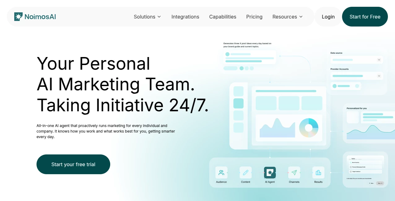 Screenshot of NoimosAI – An AI tool in the ,AI Analytics Assistant ,AI SEO Assistant ,AI Social Media Assistant ,AI Marketing Plan Generator  category, showcasing its interface and key features.