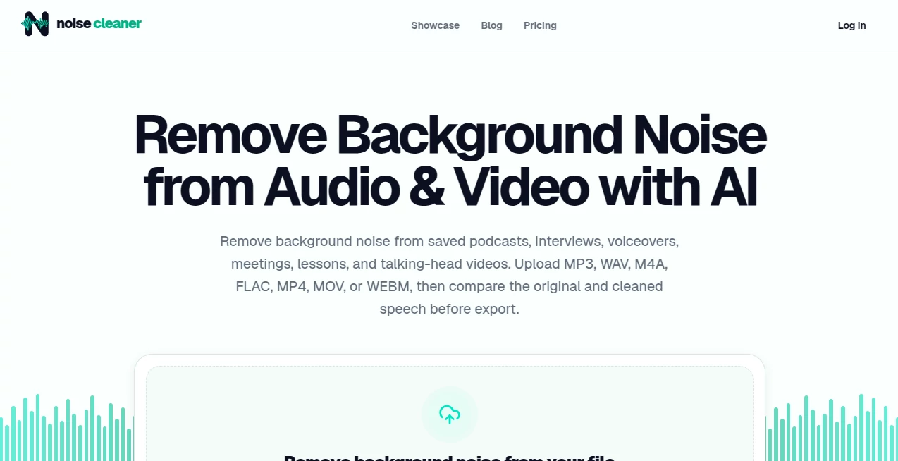 Screenshot of noise cleaner – An AI tool in the ,AI Noise Cancellation ,AI Audio Enhancer ,AI Video Enhancer ,AI Voice & Audio Editing  category, showcasing its interface and key features.