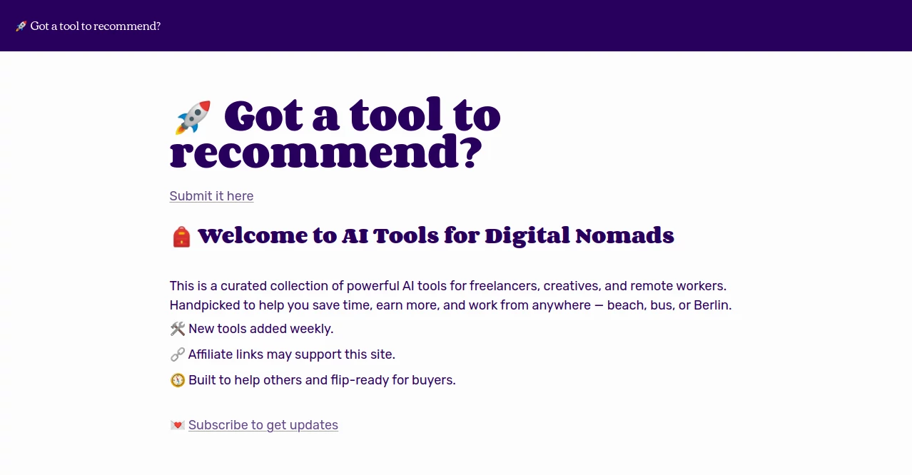 Screenshot of Nomad AI Tools – An AI tool in the ,AI Tools Directory  category, showcasing its interface and key features.