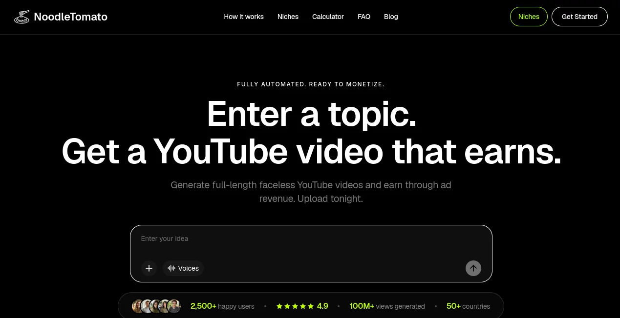 Screenshot of Noodle Tomato – An AI tool in the ,AI Animated Video ,AI YouTube Assistant ,AI Video Generator ,AI Text to Video  category, showcasing its interface and key features.