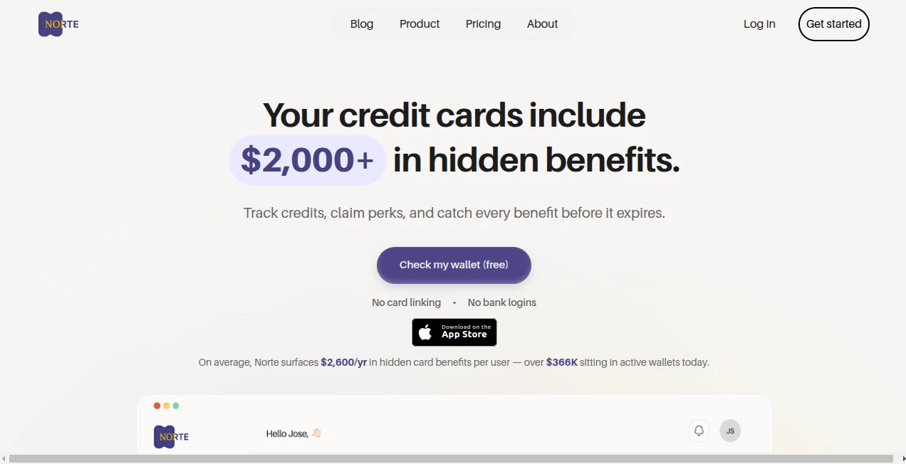 Screenshot of Norte Wallet Intelligence – An AI tool in the ,AI Life Assistant ,AI Productivity Tools  category, showcasing its interface and key features.