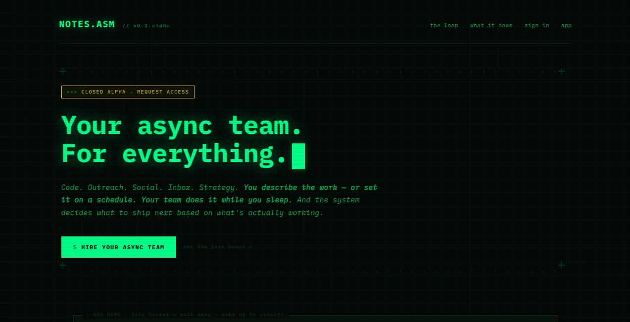 Screenshot of NOTESASM – An AI tool in the ,AI Productivity Tools ,AI Team Collaboration ,AI Meeting Assistant ,AI Notes Assistant  category, showcasing its interface and key features.