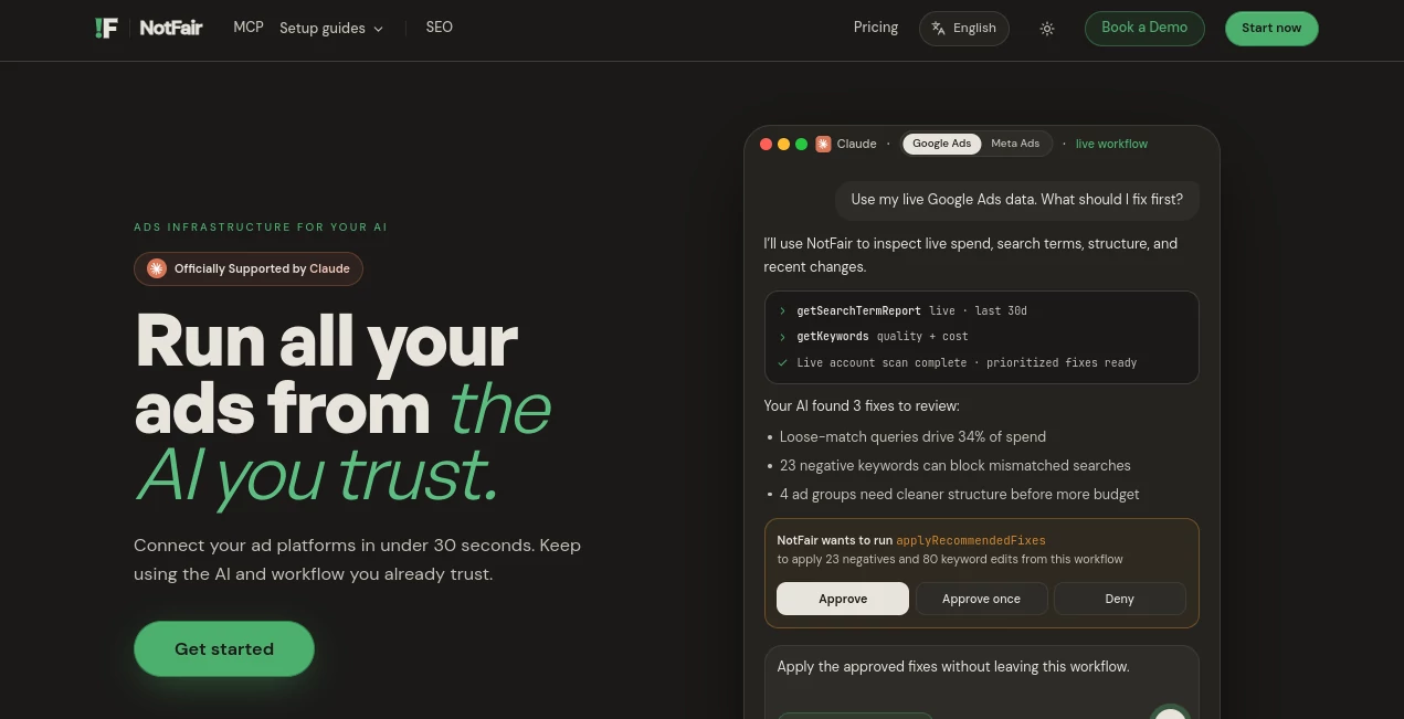 Screenshot of NotFair – An AI tool in the ,AI SEO Assistant ,AI Analytics Assistant ,AI CRM Assistant ,AI Advertising Assistant  category, showcasing its interface and key features.