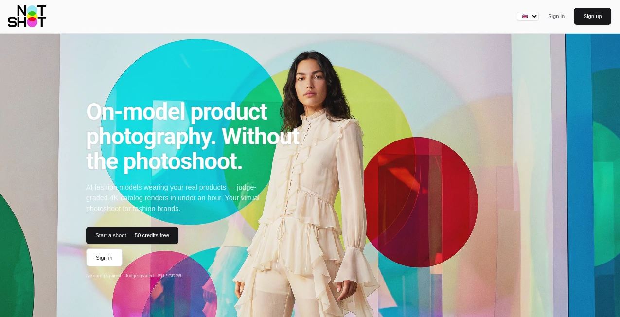 Screenshot of NotShot – An AI tool in the ,AI Photo & Image Generator ,AI Photography ,AI Image to Image ,AI E-commerce Assistant  category, showcasing its interface and key features.