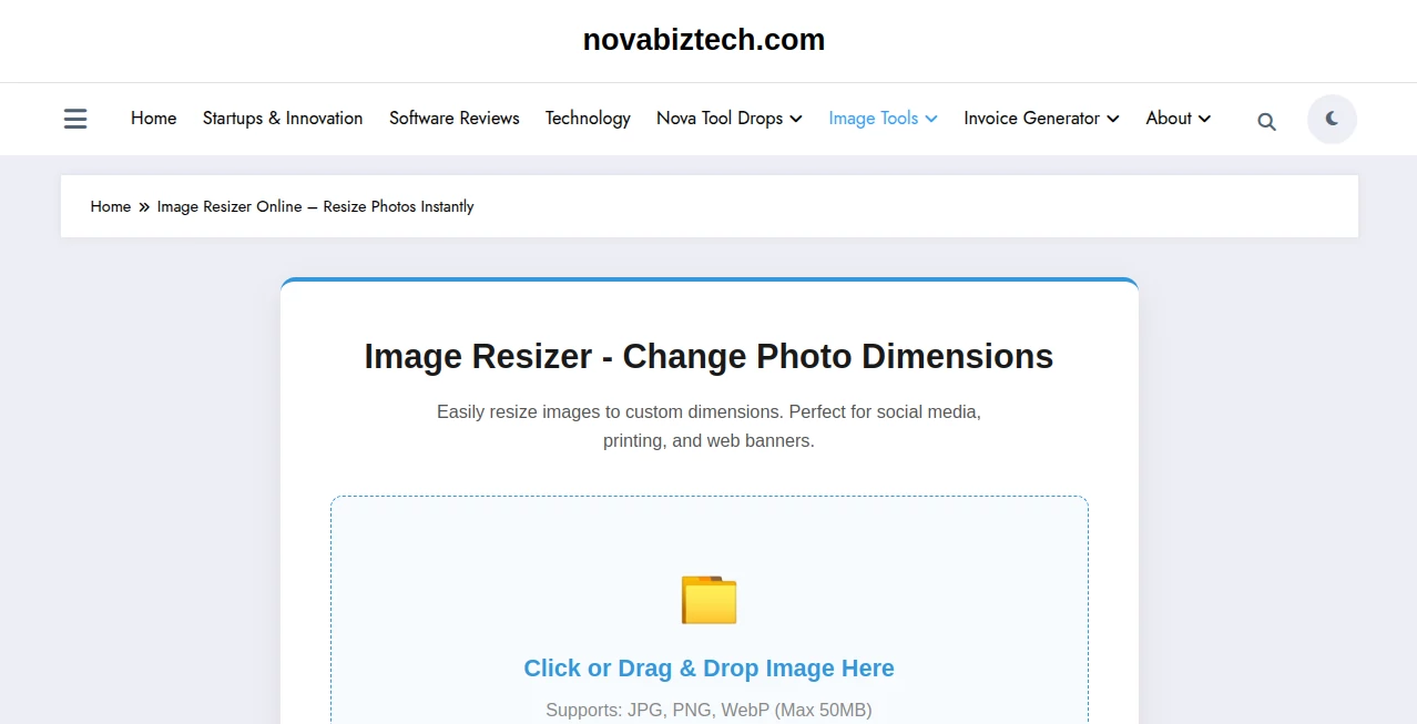 Screenshot of Free Online Image Resizer Tool – An AI tool in the ,AI Image to Video ,Photo & Image Editor ,AI Photo Enhancer ,AI Design Generator  category, showcasing its interface and key features.