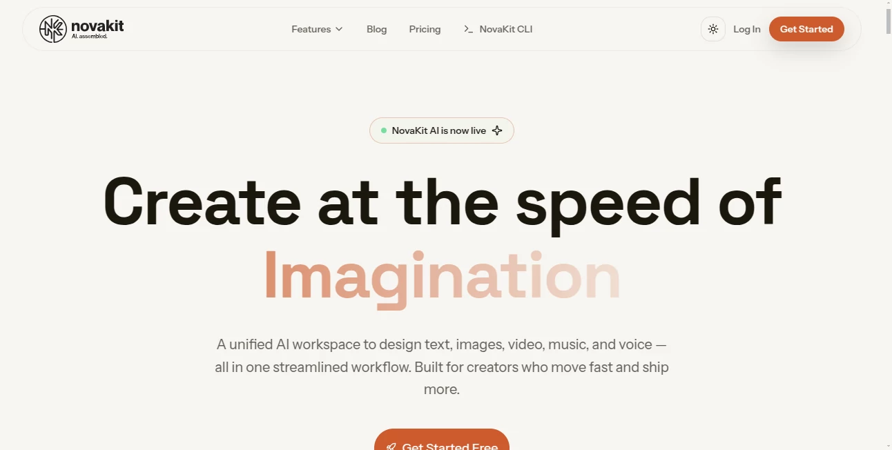Screenshot of NovaKit – An AI tool in the ,AI Photo & Image Generator ,AI Content Generator ,AI Video Generator ,AI Chatbot  category, showcasing its interface and key features.