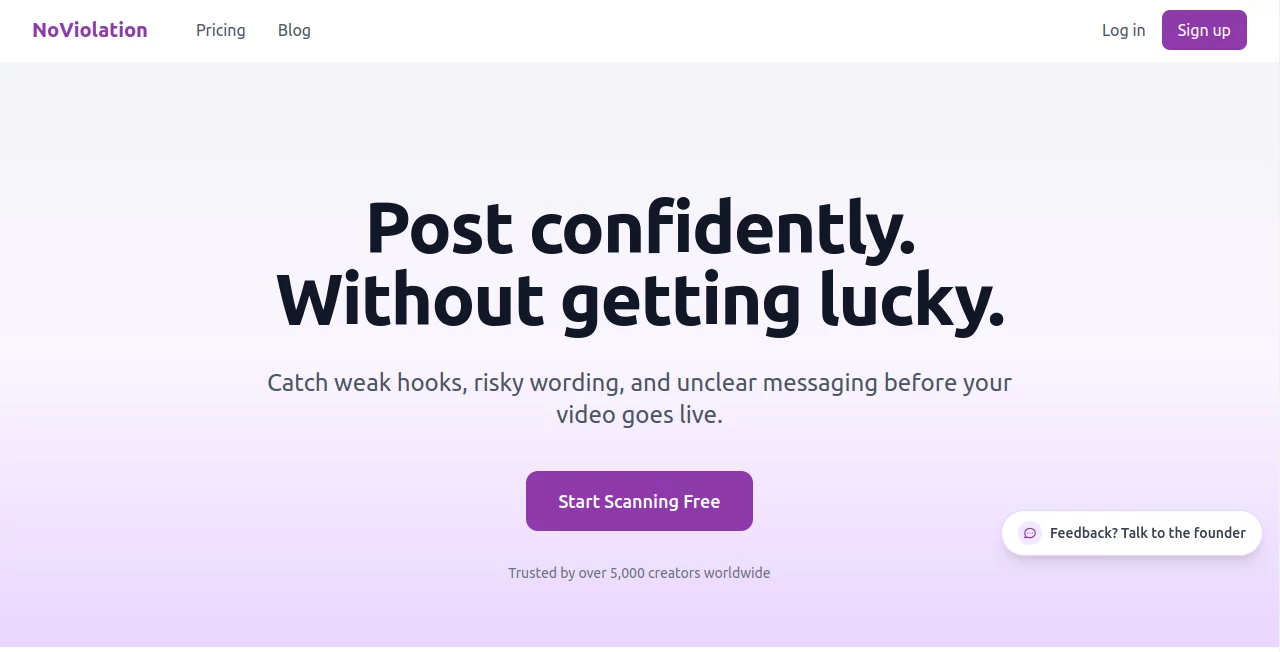 Screenshot of NoViolation – An AI tool in the ,AI Tiktok Assistant ,AI Content Detector  category, showcasing its interface and key features.