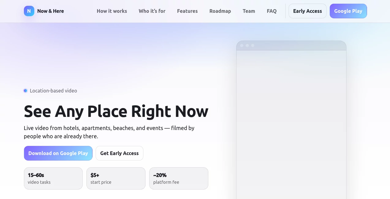 Screenshot of now&here – An AI tool in the ,Other ,AI Life Assistant ,AI Video Generator ,AI Video Recording  category, showcasing its interface and key features.