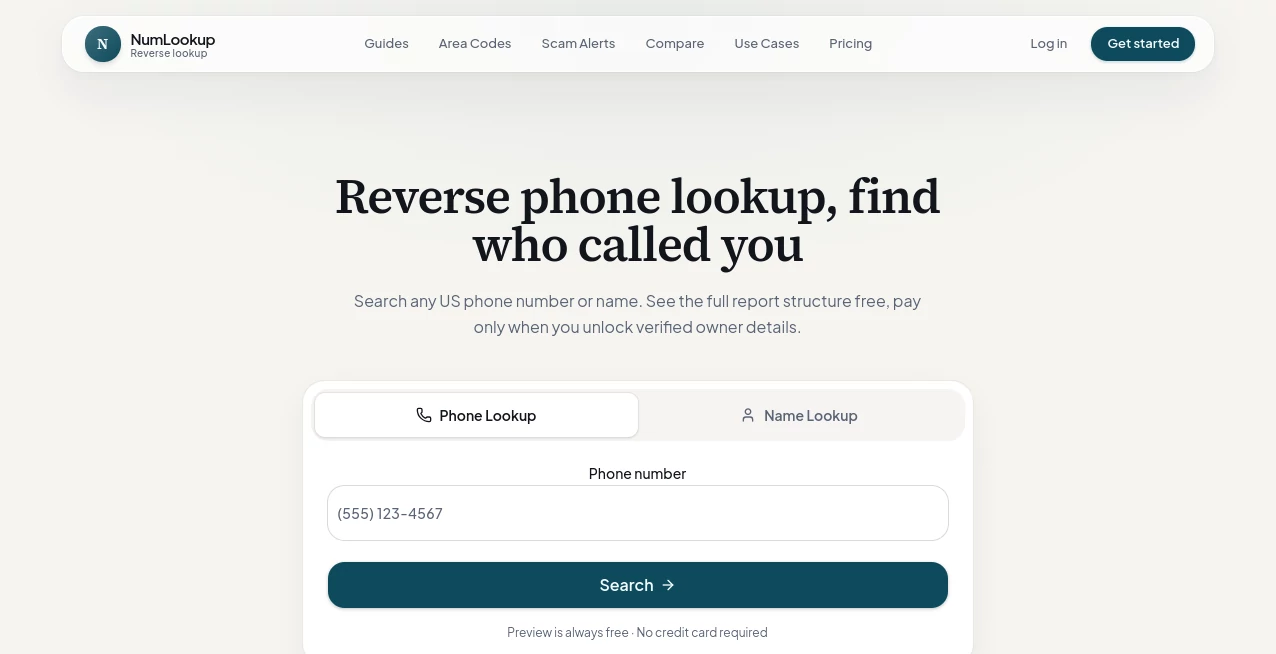 Screenshot of NumLookup – An AI tool in the ,Other  category, showcasing its interface and key features.