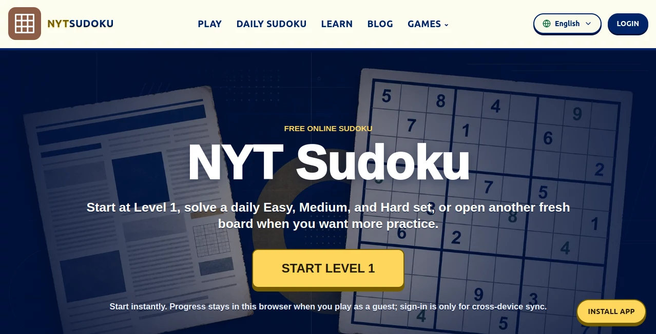 Screenshot of NYT Sudoku – An AI tool in the ,AI Fun Tools ,AI Game ,Other  category, showcasing its interface and key features.