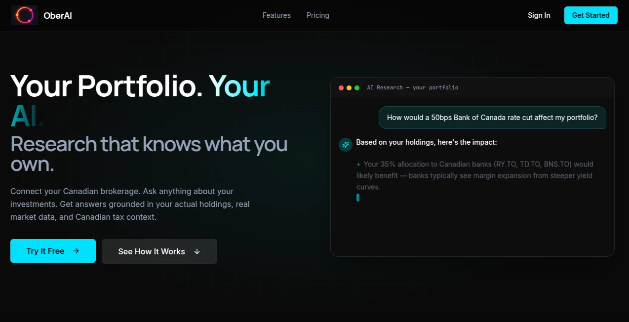 Screenshot of OberAI – An AI tool in the ,AI Research Tool ,AI Productivity Tools ,Business  category, showcasing its interface and key features.
