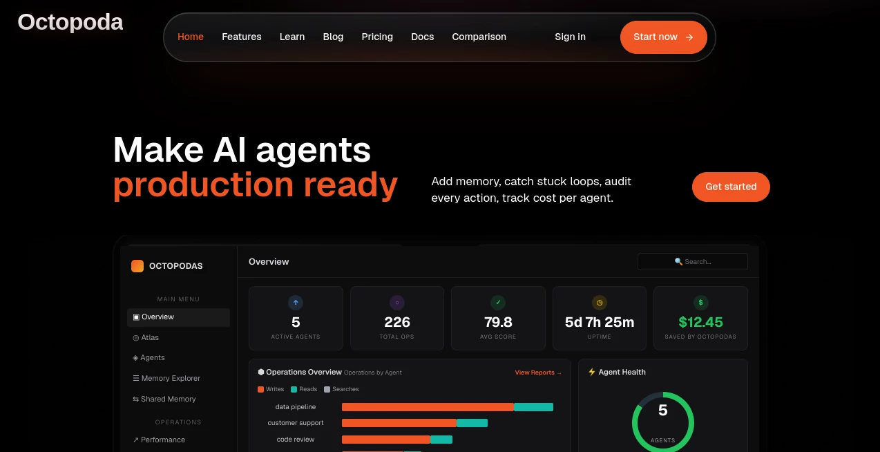 Screenshot of Octopoda – An AI tool in the ,AI Workflow Management ,AI Content Generator ,AI Productivity Tools ,AI Marketing Plan Generator  category, showcasing its interface and key features.