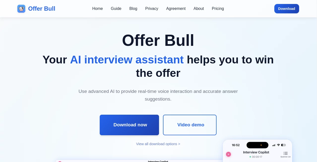 Screenshot of Offer Bull – An AI tool in the ,Other  category, showcasing its interface and key features.