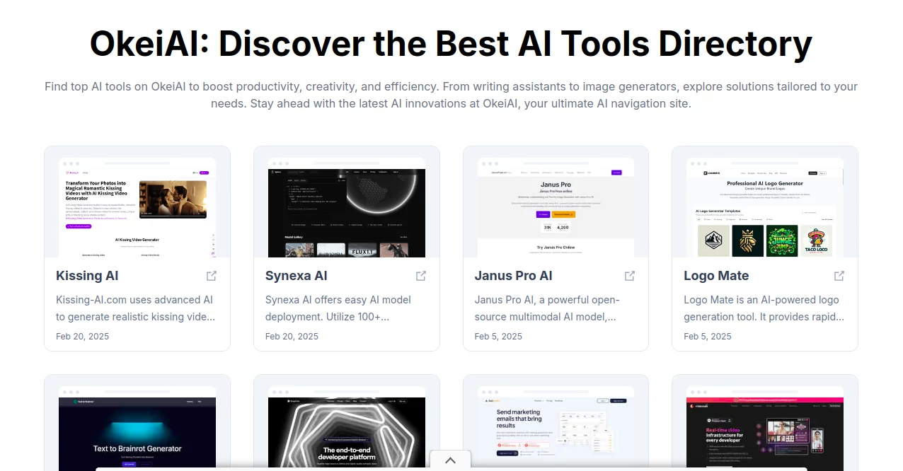 Screenshot of OkeiAI – An AI tool in the ,AI Tools Directory  category, showcasing its interface and key features.